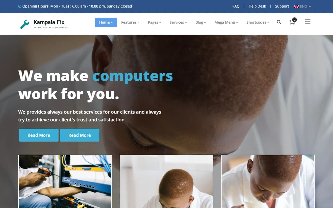 Kampala Fix desktop homepage screenshot