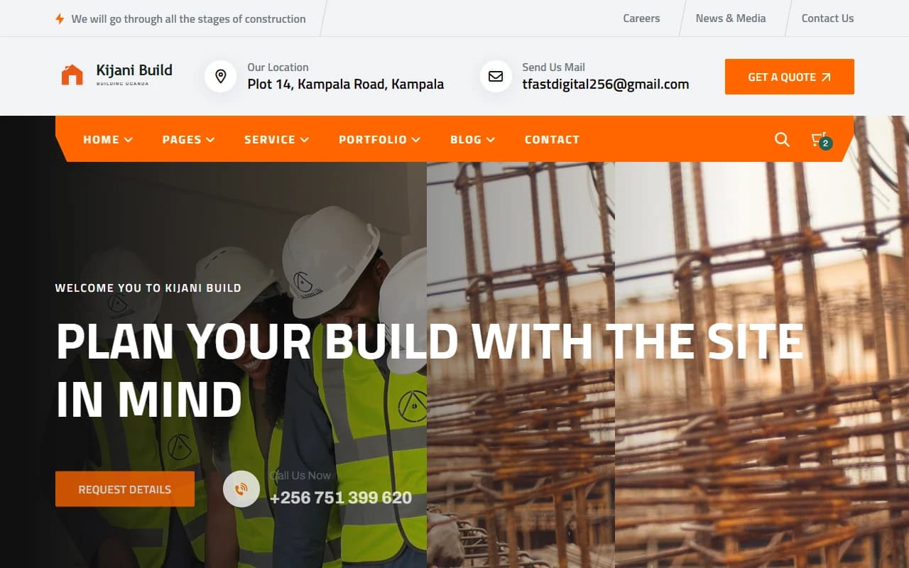Kijani Build desktop homepage screenshot