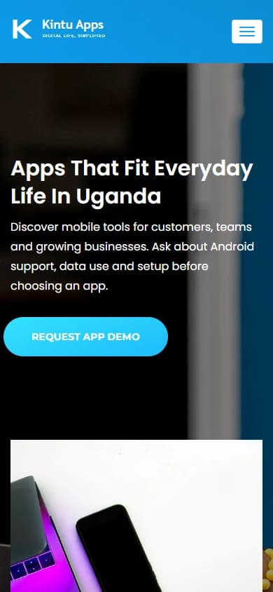 Kintu Apps mobile homepage screenshot