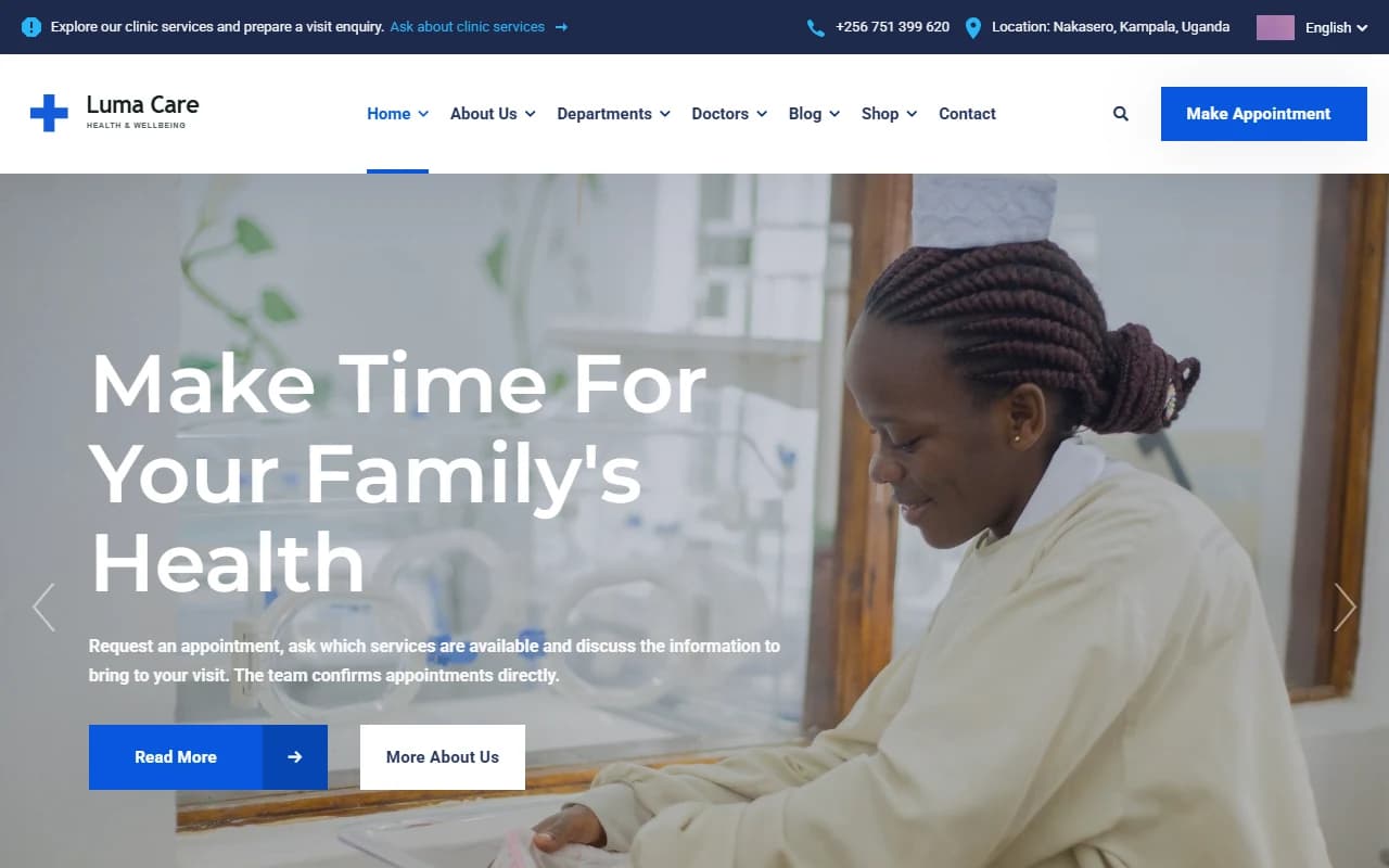 Luma Care desktop homepage screenshot
