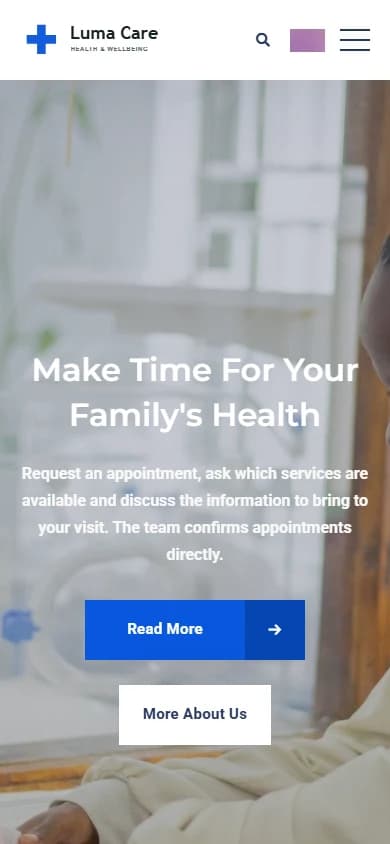 Luma Care mobile homepage screenshot