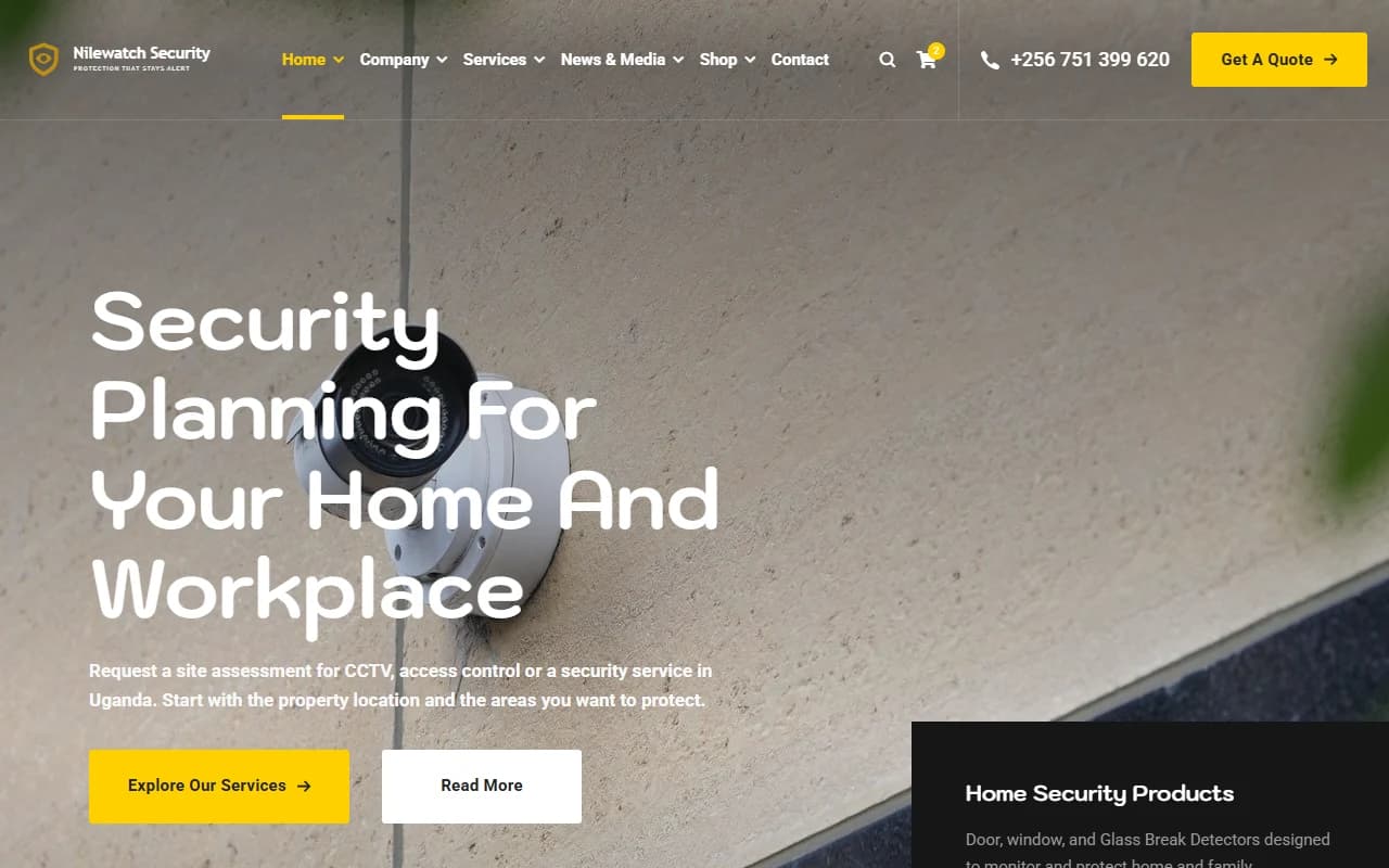 Nilewatch Security desktop homepage screenshot