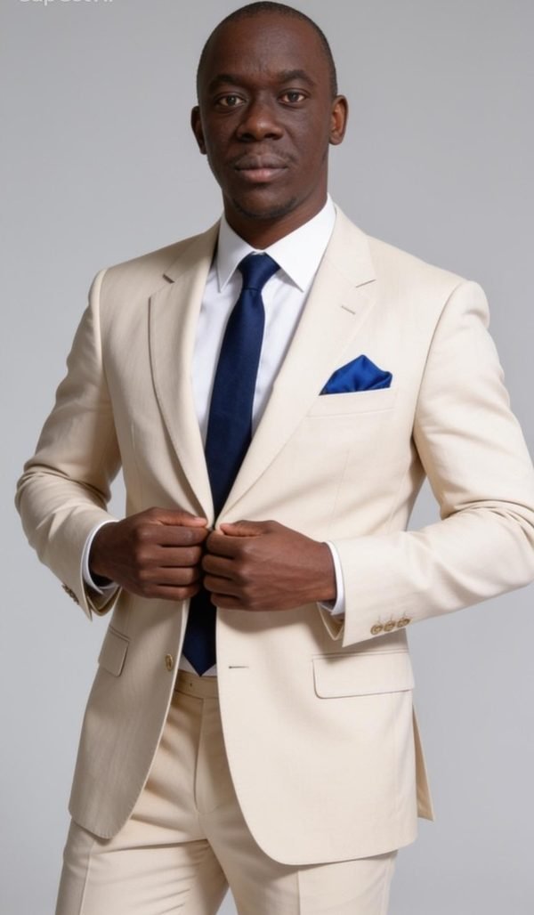 Brian Kalyango, founder of TFAST Digital Agency, in a cream suit and navy tie, July 2026