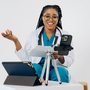 Black female doctor providing an online consultation