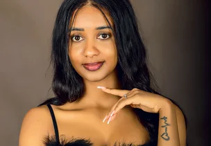 Woman photographed in a Kampala portrait studio