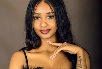 Woman photographed in a Kampala portrait studio